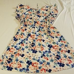Floral Flutter Sleeve Dress